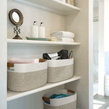 3 Pack Woven Cotton Rope Square Storage Baskets, Shelf Baskets For Organizing,Decorative Baskets With Detachable Handles