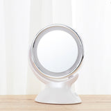 Adjustable 5X Magnification Lighted LED Makeup Mirror Bathroom Vanity Mirror 360 Degree Swivel Double-sided Table Mirror (White)
