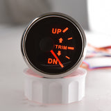 2'' 52mm Up to Dn Trim Gauge Outboard Engine Meter For Marine Boat 0-190ohm Fit Yacht Red Backlight 12V 24V Left Right Display