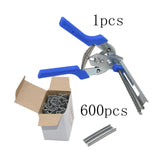 Hog Ring Plier Tool and 600pcs M Clips Staples Chicken Mesh Cage Wire Fencing Caged clamp Poultry supplies