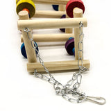 Wooden Bird Parrot Swing Ladder Toys Hanging Bird Chewing Climbing Stand Perch with Bell Playground Colorful Bite Blocks Toy C42