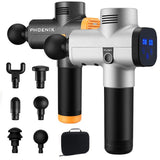 Massage Pistol Lcd Massage Gun Phoenix A2 Silver Body Massager Electric 4 Heads Gun Massager MG57127